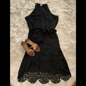 Scalloped Edge Metal Detail Dress